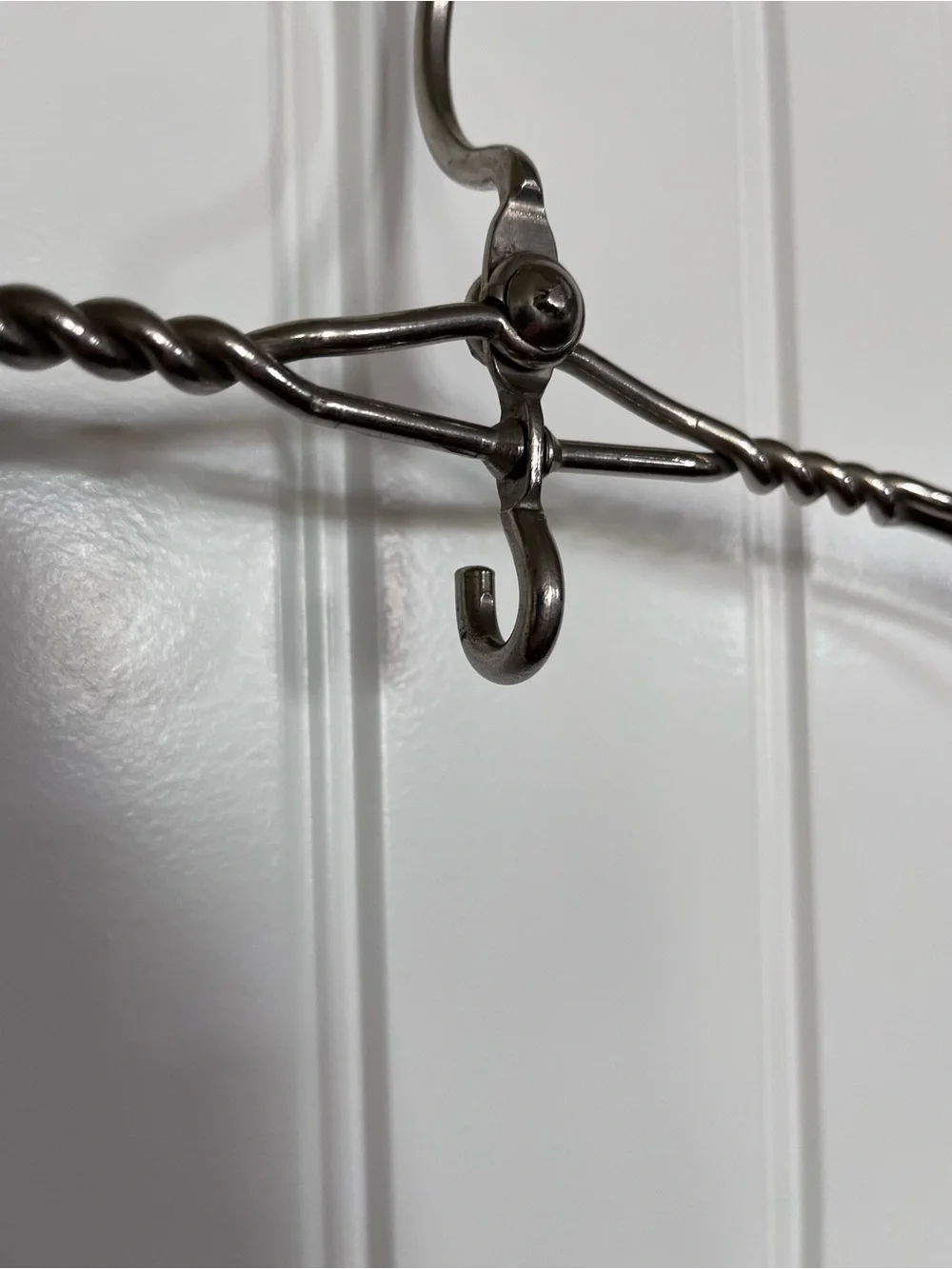 Antique Heavy Duty Twisted Metal Clothes Hanger with Shoulder Hangers and Hook